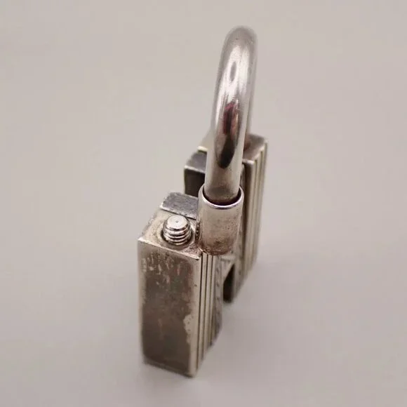HERMES Logo Touareg H Cadena Padlock Bag Charm Silver